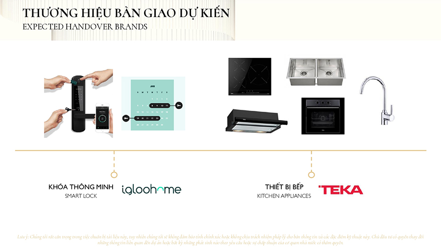 Hệ thống cửa thông minh và thiết bị bếp trong tiêu chuẩn bàn giao Lumi Hà Nội Capitaland
