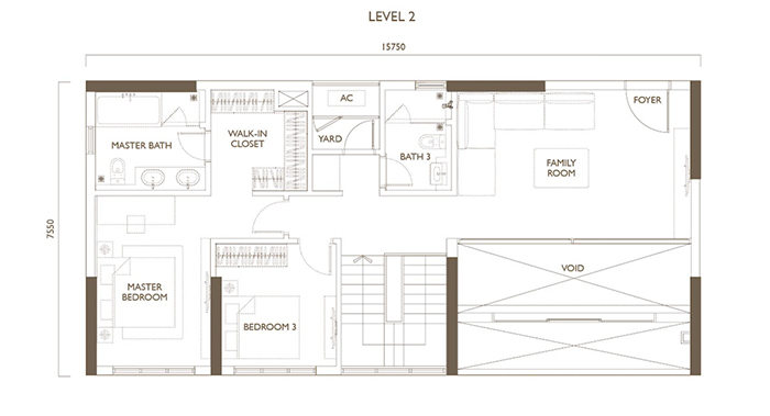 Mặt bằng sàn tầng 2 của căn hộ Duplex