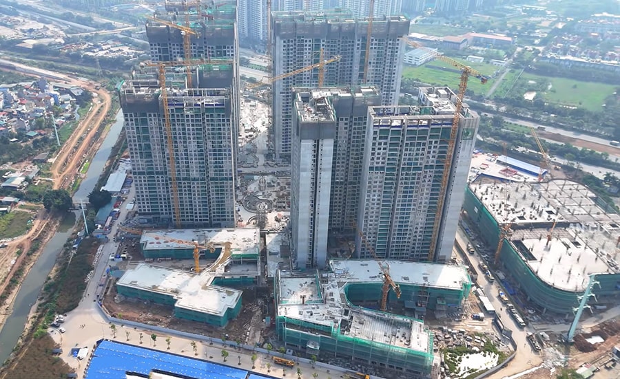 Cụm trường học và nhà để xe nổi 9 tầng